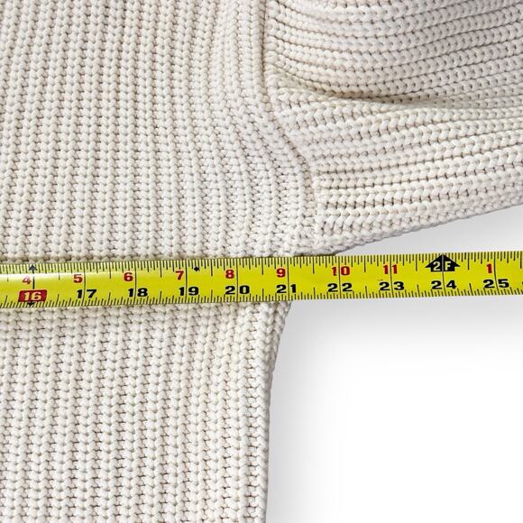 Everlane Sweater Womens L Ivory Cotton Chunky Knit V Neck Long Sleeve Pullover - Picture 7 of 8